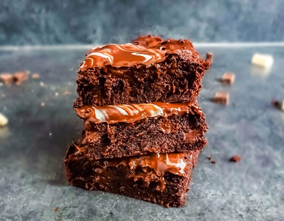 Gooey Chocolate Fudge Brownies with Chocolate Drizzle Erhardts Eat