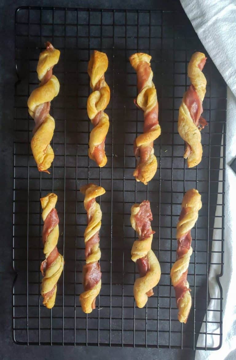 Prosciutto Wrapped Breadsticks with Gouda Cheese Dip - Erhardts Eat