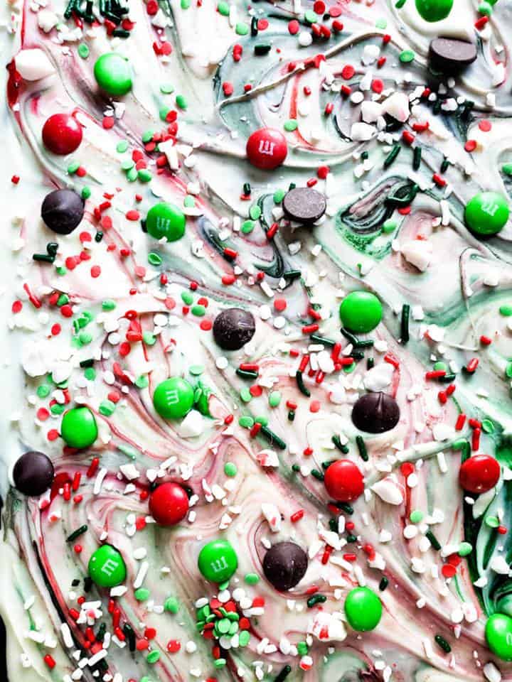 Overhead shot of whole Christmas bark.