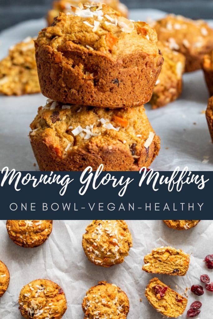 Morning glory muffins pin with blue text overlay.