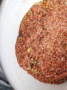 Taco Seasoning mixed together in a white bowl.