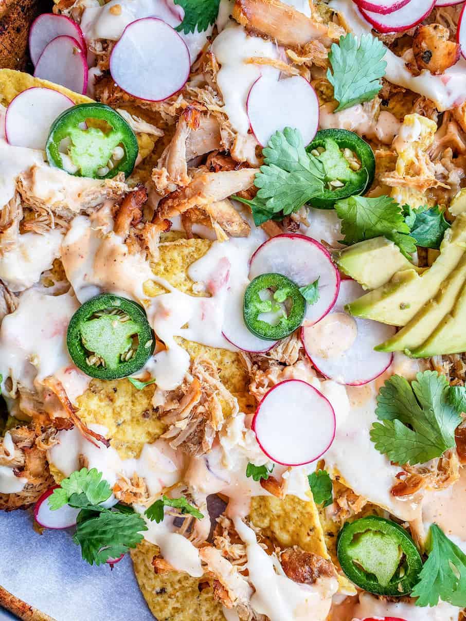 Pork Carnitas Nachos with Homemade Queso - Erhardts Eat