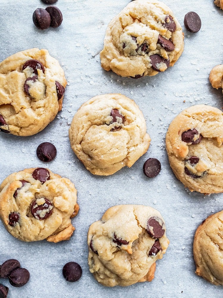 Overhead shot of cookies on parchment paper.