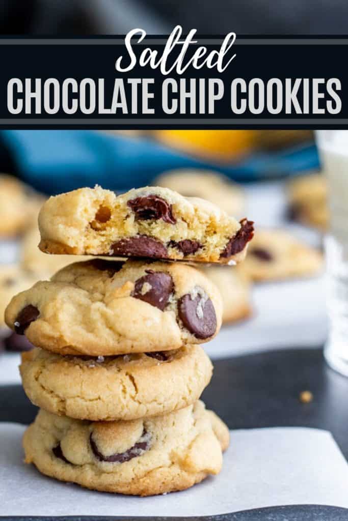 Chocolate Chip Cookies Pin with White text overlay.
