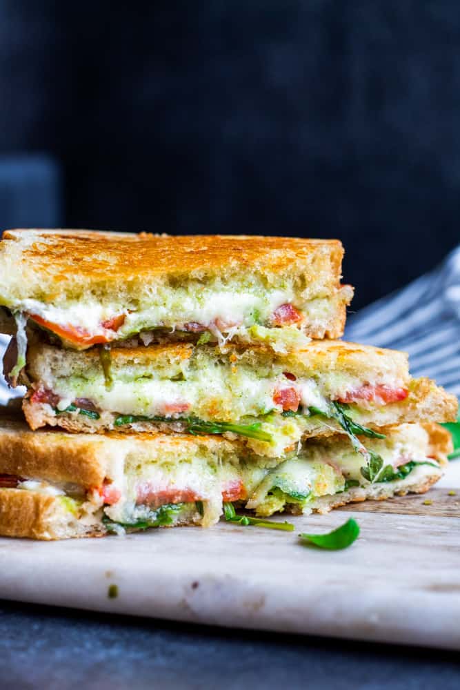 Grilled Goat Cheese Sandwich with Pesto and Arugula