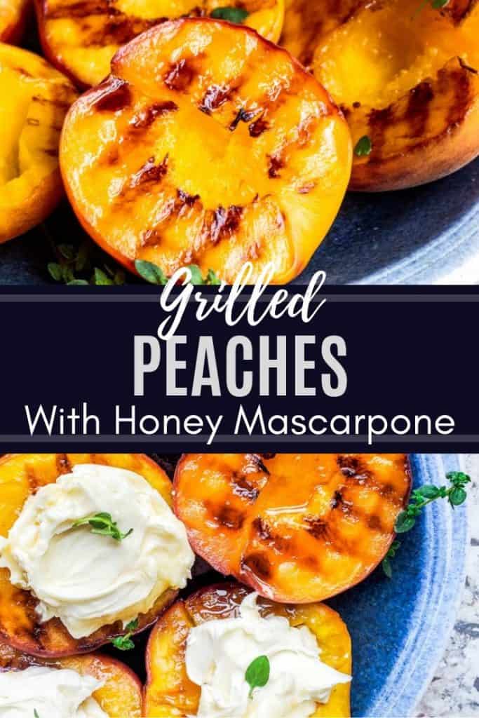 Two images of peaches for pin with white text overlay.