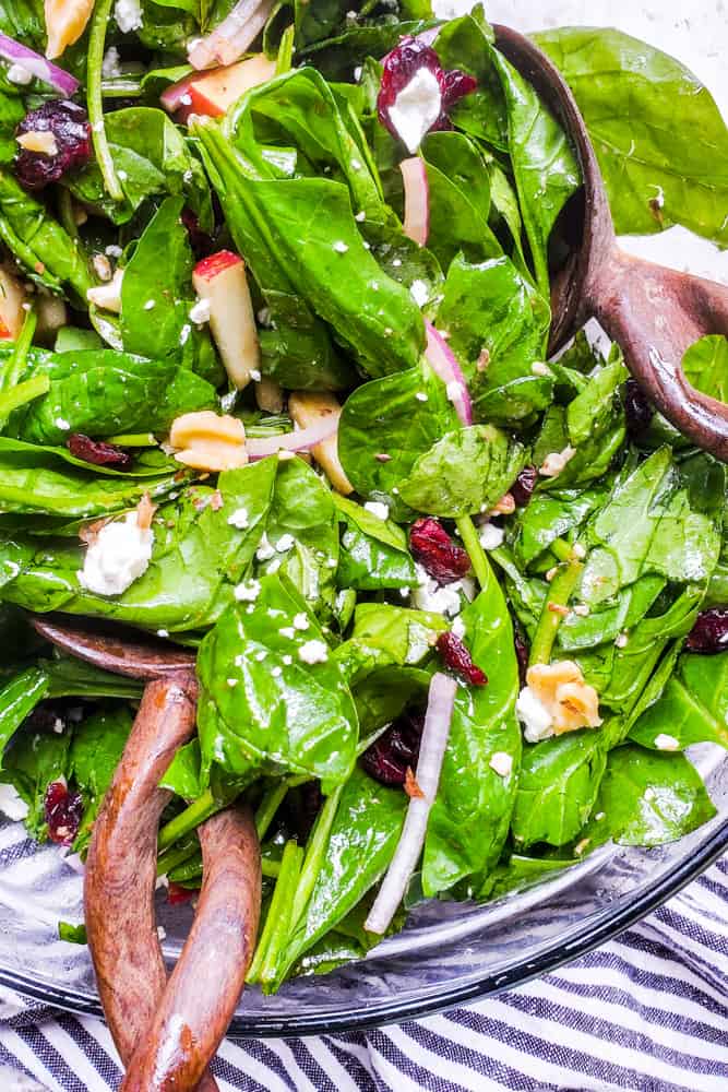 Spinach Apple Salad with Honey Balsamic Vinaigrette | Erhardts Eat