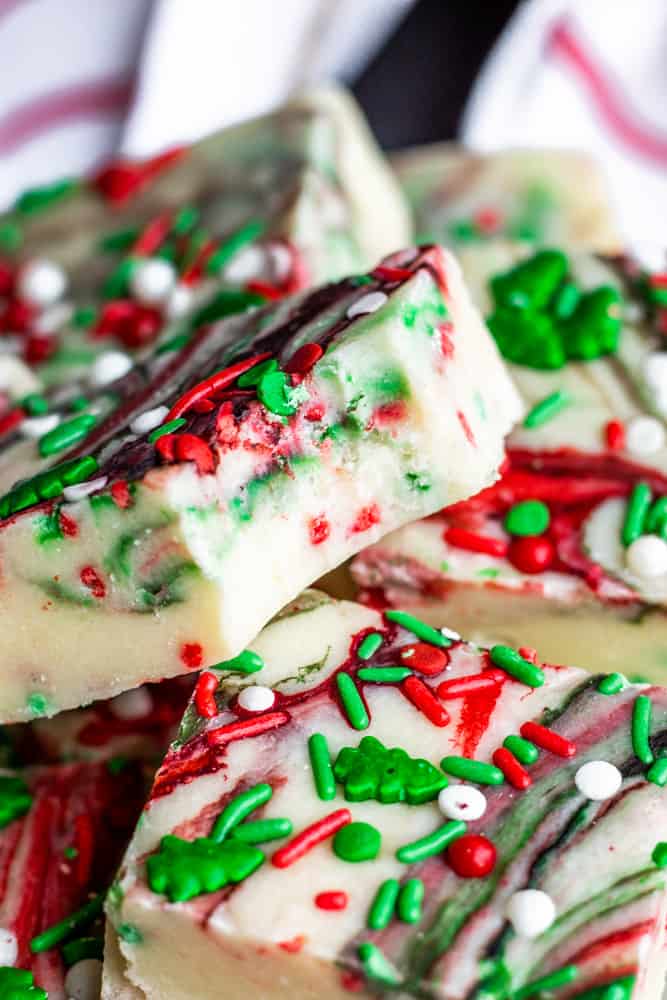 Sugar Cookie Fudge Recipe with Holiday Swirls - Erhardts Eat