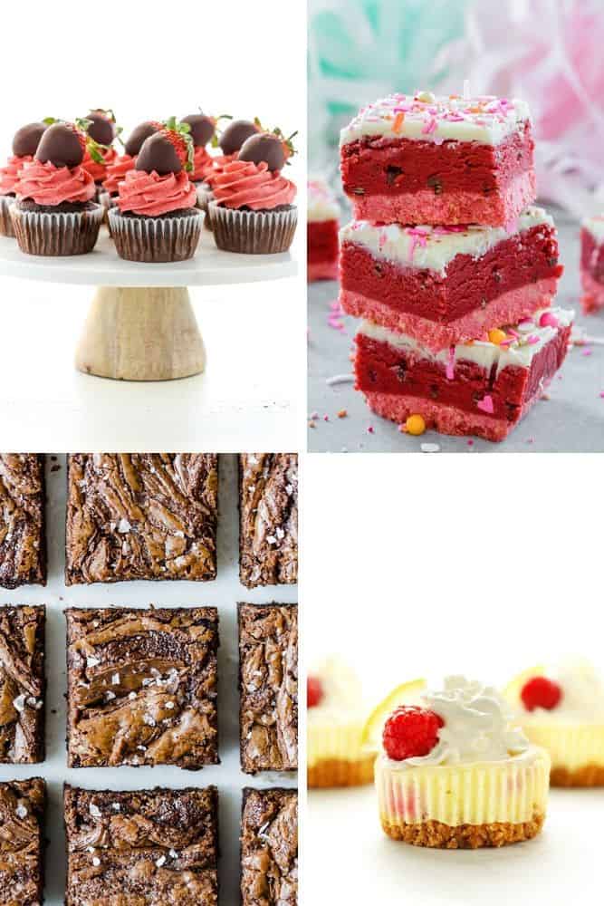 Image of four desserts for Valentine's Day.