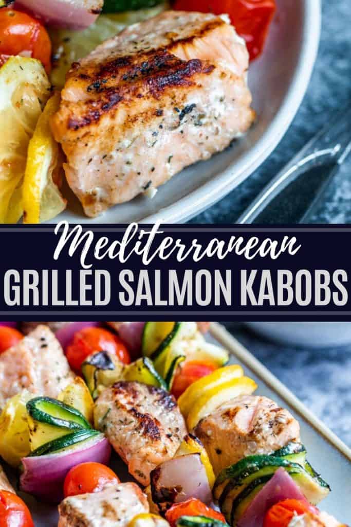 Grilled Salmon pin with white text overlay.