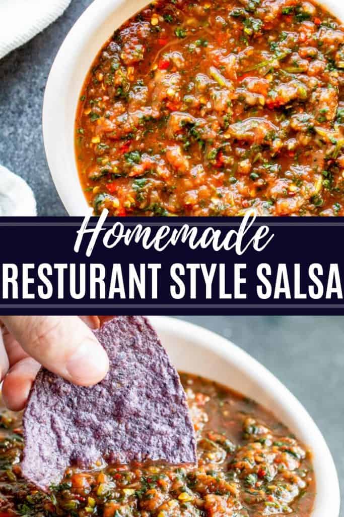 Pin for salsa with two images and text overlay.